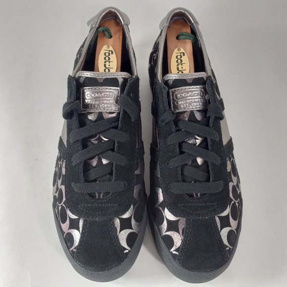 Coach Shoes Paxton Wm 7M Silver and Black Casual Lace-up Footwear A1441 - Picture 4 of 13